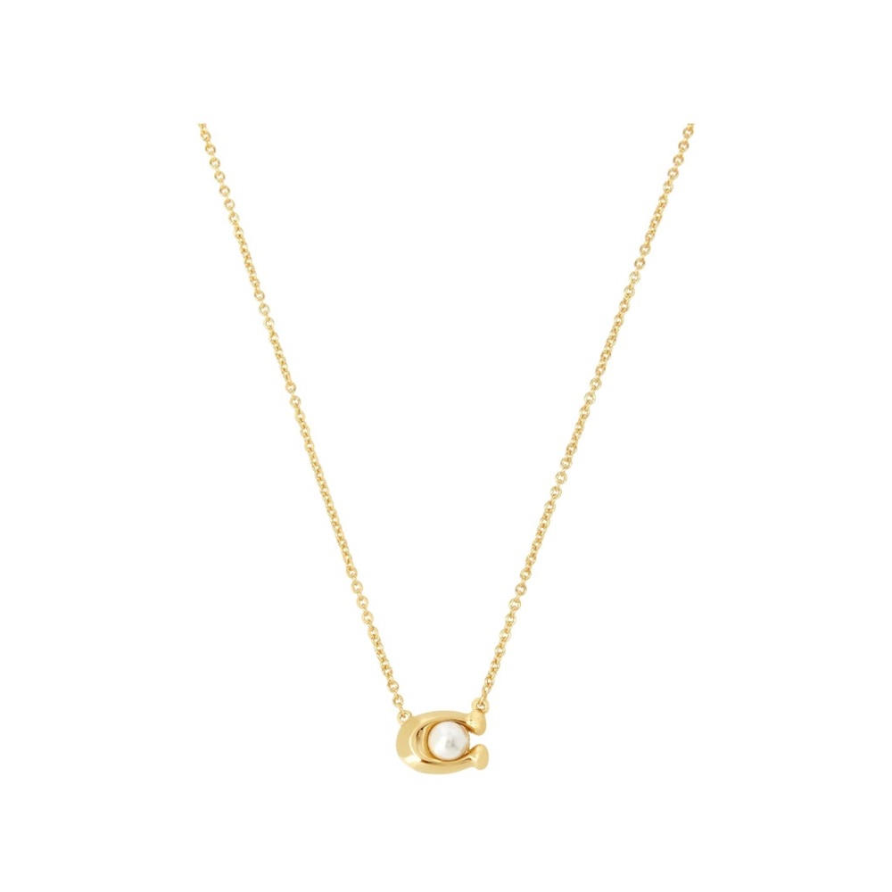 Coach Gold Necklace with Pearl Pendant - New